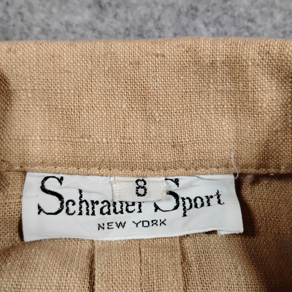 Schrauer Sport Vintage Tan Linen Textured Blazer Jacket Size 8 Beige - Picture 4 of 10